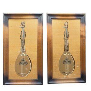 Vintage Bassons Mandolin Wall Art Pair Wood Things Musical Instrument MidCentury